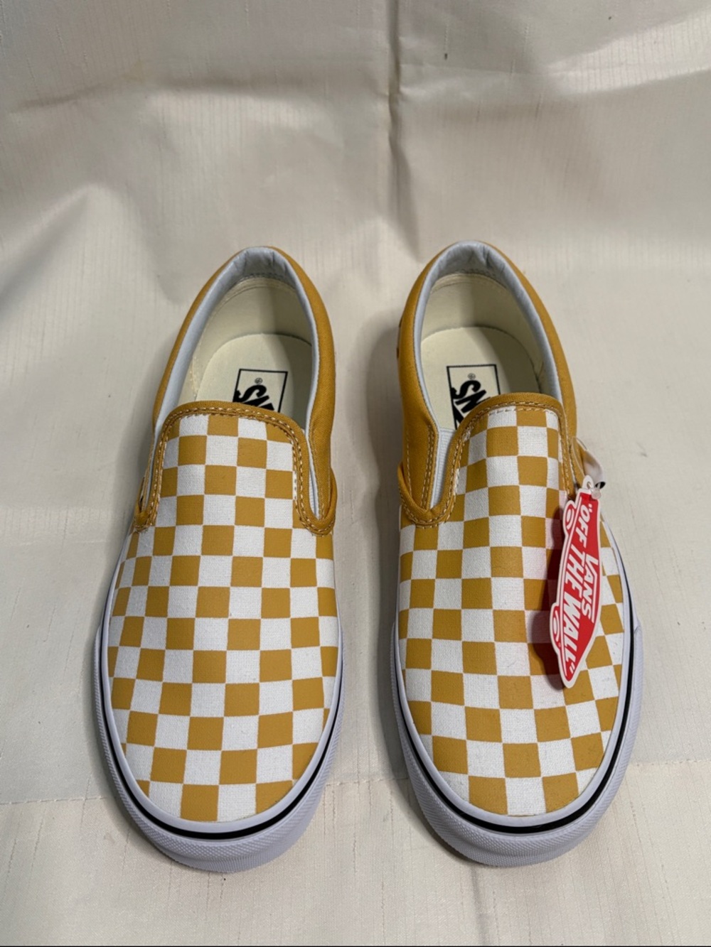 Vans Classic Slip-on Checkerboard Sneakers - Ochre/True White